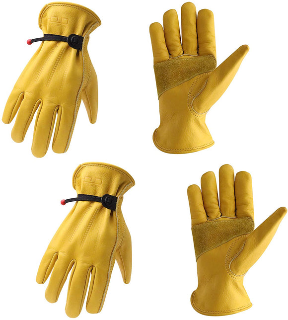 Leather Cowhide working gloves 2 pairs