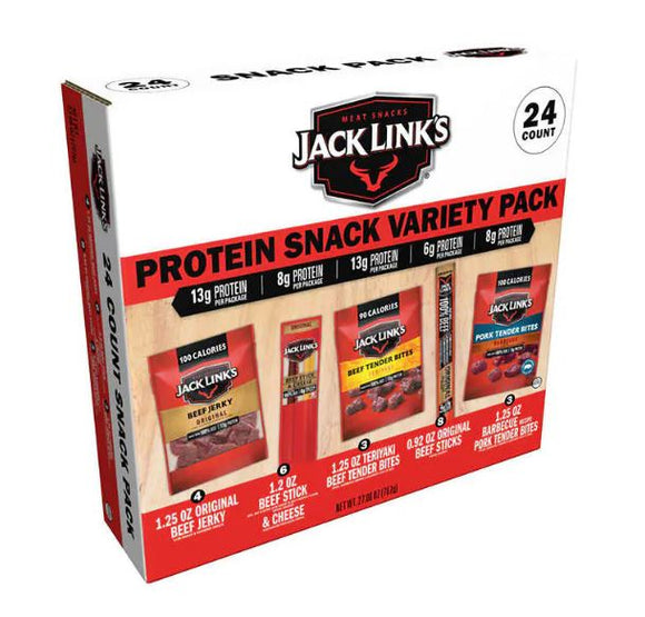 Jack Link's Protein Snack Box, Variety Pack, 24-count