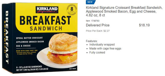 Kirkland Croissant Breakfast Sandwich