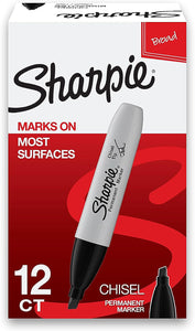 SHARPIE Permanent Markers, Chisel Tip, Black, 12 Count