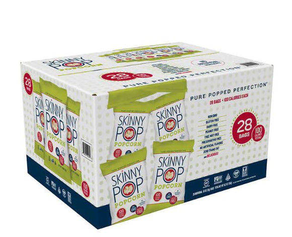 Skinny Pop Popcorn, 0.65 oz, 28-count