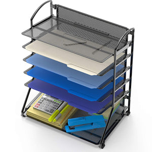SimpleHouseware 6 Trays Desktop Document Letter Tray Organizer, Black