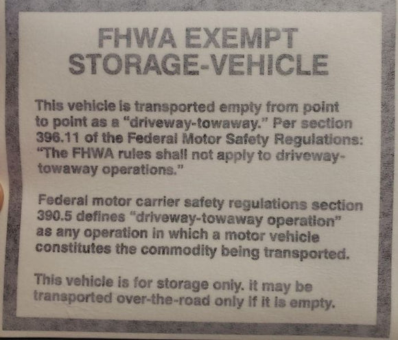 FHWA EXEMPT decal