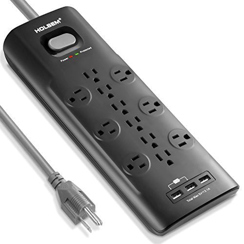 HOLSEM 12 Outlets Surge Protector Power Strip