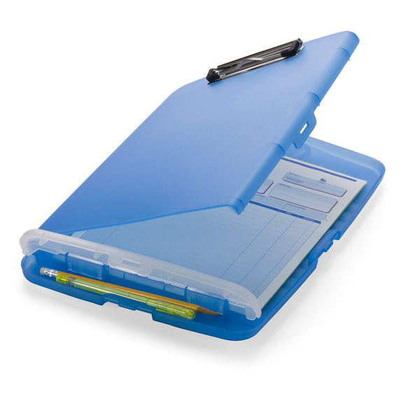 Officemate Slim Clipboard Storage Box, Translucent Blue