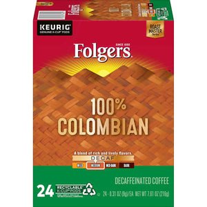 Folgers K cup Columbian decaf