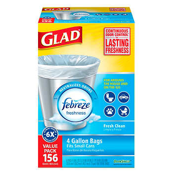 Glad small 4 gallon trash bag 6 pack
