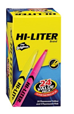 High Lighter  Assorted Fluorescent Colors, 24 ct