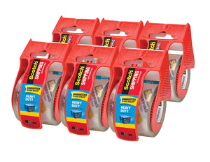 Packaging Tape, 6 Rolls with Dispenser