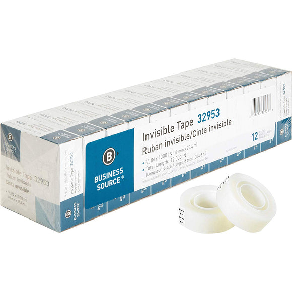 Invisible Tape, 1 Core, 3/4x1000, 12/PK, Clear (BSN32953)