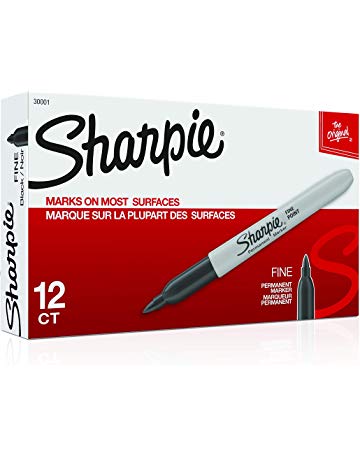 Sharpie Permanent Markers, Fine Point, Black, 12 Count