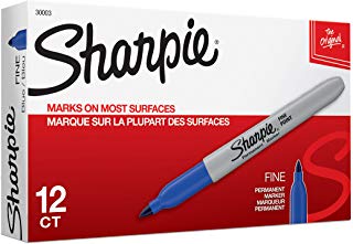 Sharpie 30003 Permanent Markers, Fine Point, Blue, 12 Count