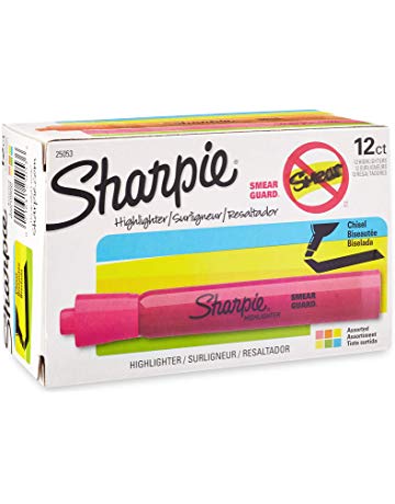 Sharpie Tank Style Highlighters, Chisel Tip, Assorted, Box of 12