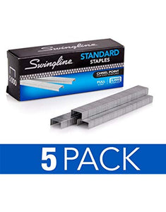 Swingline Staples, Standard, 1/4" Length, 210/Strip, 5000/Box, 5