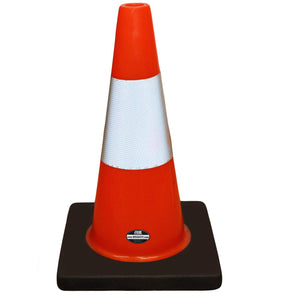 RK Safety 18" Orange Traffic PVC Cones with 6" Reflective Collar, Black Base , (Set of 6)